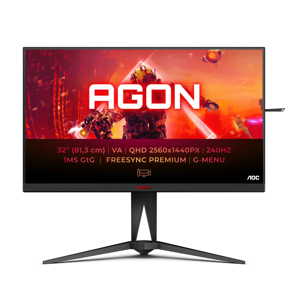 Monitor AOC AGON AG325QZN/EU 31.5"/VA/2560x1440/240Hz/1ms GtG/HDMIx2,DPx2,USB/Freesync/pivot/crna