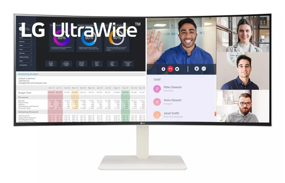 Monitor LG 38WR85QC-W 38"/IPS,zakrivljen,21:9/3840x1600/144Hz/1ms GtG/HDMIx2,DP,USB,LAN/Gsync/bela