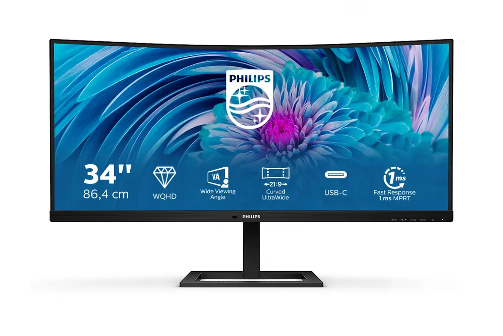 Monitor PHILIPS 346E2CUAE/00 34"/VA,zakrivljen,21:9/3440x1440/100Hz/1ms MPRT/HDMI,DP,USB/visina/crna
