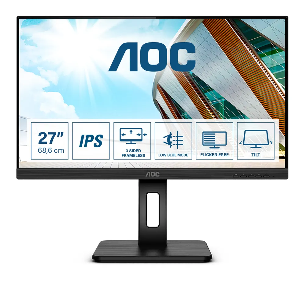 Monitor AOC 27P2Q 27"/IPS/1920x1080/100Hz/4ms GtG/VGA,DVI,HDMI,DP,USB/Adaptive sync/Pivot/zvučnici