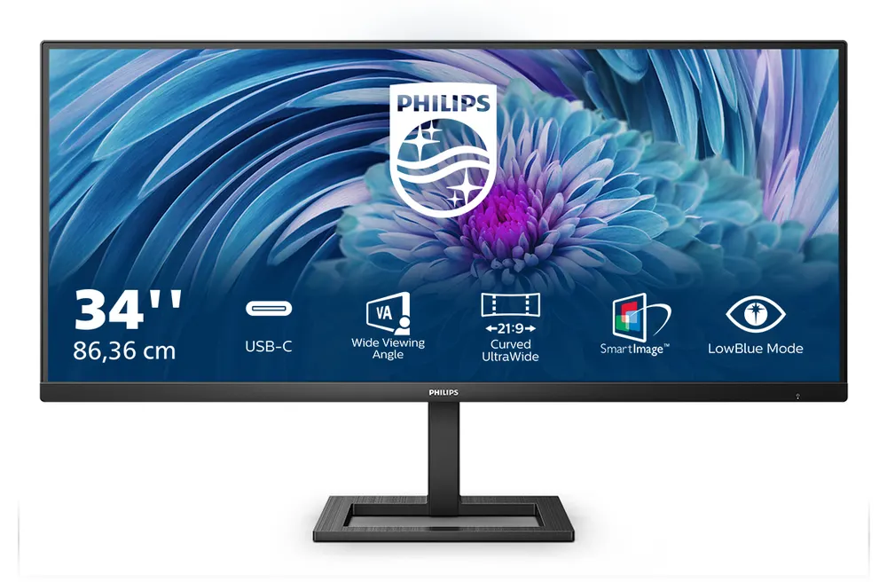 Monitor PHILIPS 346E2LAE/00 34"/VA,21:9/3440x1440/100Hz/4ms GtG/HDMI,DP,USB C/visina/zvučnici/crna