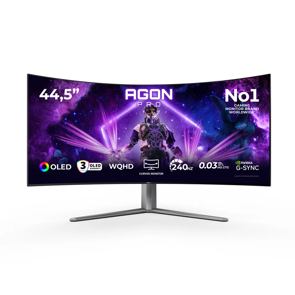 Monitor AOC AG456UCZD 44,5"/OLED,zakriven,21:9/3440x1440/240Hz/0,03ms GtG/HDMIx2,DP,USB/Gsnyc/visina