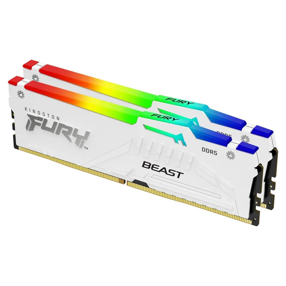 Memorija KINGSTON 64GB(2x32GB)/DIMM/DDR5/5200MHz/CL36/FURY Beast White RGB EXPO