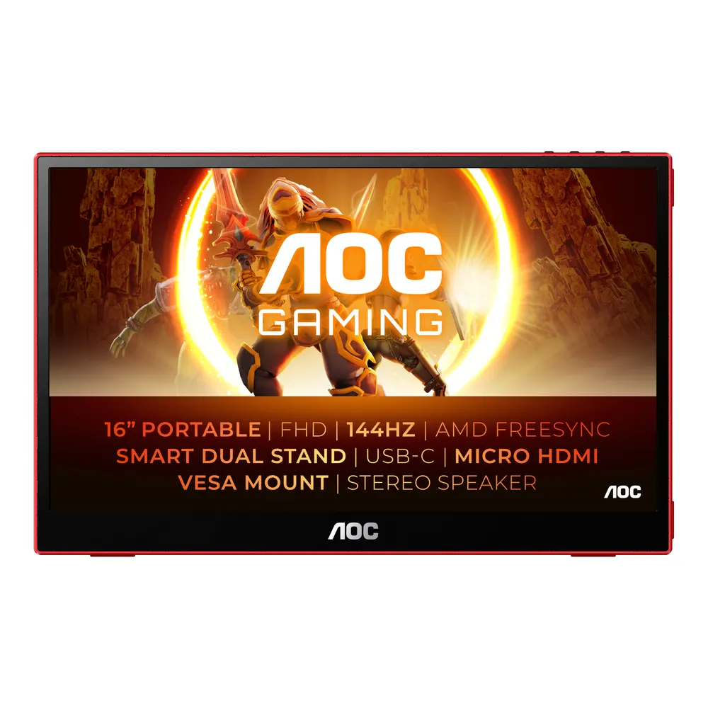 Monitor AOC 16G3 15,6"/IPS/1920x1080/144Hz/4ms GtG/HDMI,USB type C/zvučnici/prenosni/crnocrvena