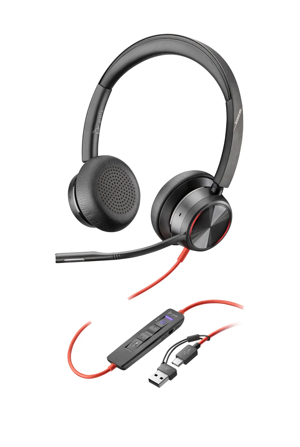 Slušalice HP Poly Blackwire 8225 Stereo/Hibrid ANC/AFence/MSTeams/USB-C+USB-C/A Adapter/8X225AA/crna