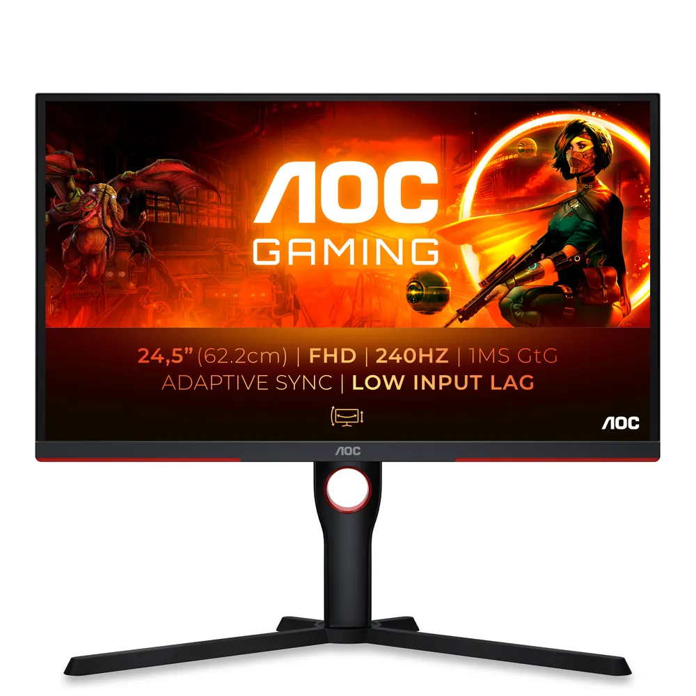 Monitor AOC 25G3ZM/BK 24.5"/VA/1920x1080/240Hz/1ms GtG/HDMIx2,DP/Freesync/Pivot,visina/crna