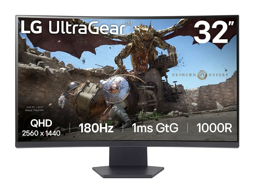 Monitor LG 32GS60QC-B 31.5"/VA,zakrivljen/2560x1440/180Hz/1ms GtG/HDMIx2,DP/freesync/VESA/crna