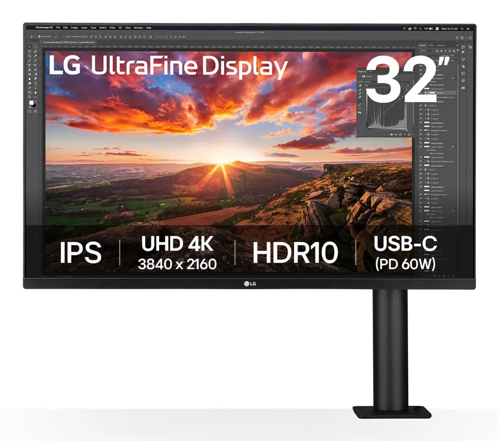 Monitor LG ERGO 32UN880K-B 31.5"/IPS/3840x2160/60Hz/5ms GtG/HDMIx2,DP,USB/pivot,visina/VESA/zvučnici