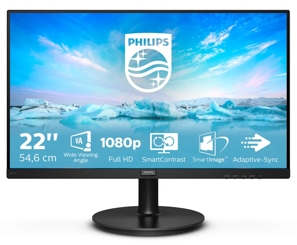 Monitor PHILIPS 221V8A/00 21.5"/VA/1920x1080/75Hz/4ms GtG/VGA,HDMI/zvučnici/crna