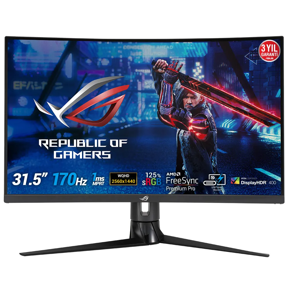 Monitor ASUS ROG XG32VC 32"/VA,zakrivljen/2560x1440/170Hz/1ms MPRT/HDMI,DP,USB/Gsync,freesync/visina