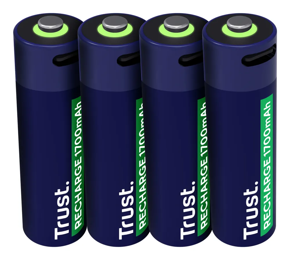 Punjive baterija TRUST USB-C  4P - AA/4 kom/USB-C kabel 4P/ crna