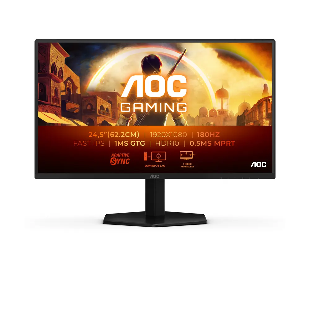 Monitor AOC 25G42E 24.5"/IPS/1920x1080/180Hz/1ms GtG/HDMIx2,DP/VESA/crna