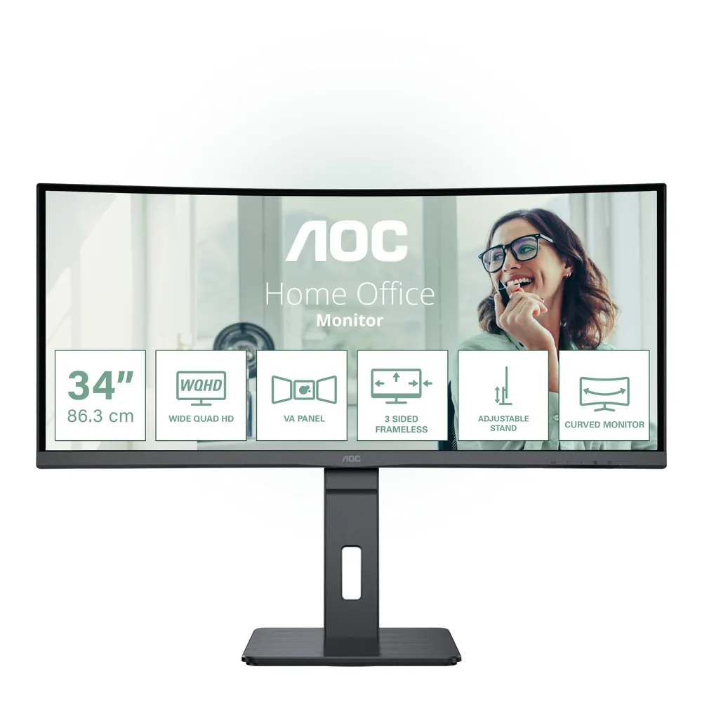 Monitor AOC CU34P3CV 34"/VA,21:9,zakrivljen/3440x1440/100Hz/1ms MPRT/HDMI,DP,USB/visina/VESA/crna