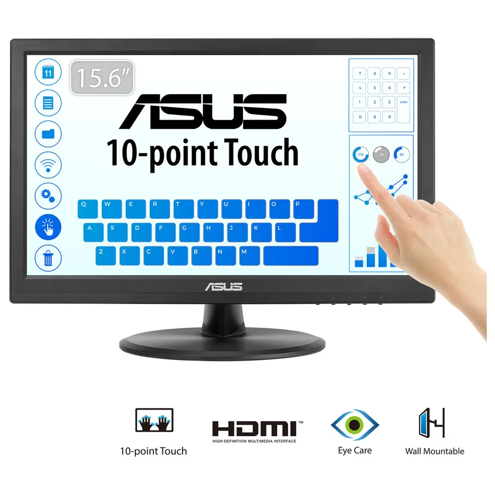 Monitor ASUS VT168HR 15.6"/TN,touch/1366x768/60Hz/5ms GtG/VGA,HDMI/VESA/crna