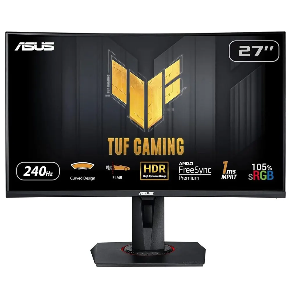 Monitor ASUS TUF VG27VQM 27"/VA,zakrivljen/1920x1080/240Hz/1ms MPRT/HDMIx2,DP,USB/freesync/visina