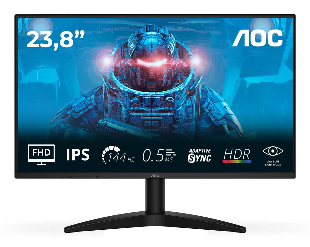 Monitor AOC 24B36X  23.8"/IPS/1920X1080/144Hz/0.5ms MPRT/HDMI,DP/Adaptive sync/VESA/crna