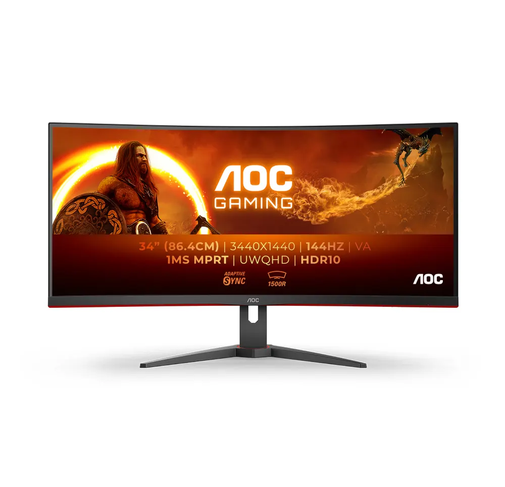 Monitor AOC CU34G2XE/BK 34"/VA,zakrivljen,21:9/3440x1440/144Hz/1ms MPRT/HDMI,DP/freesync/crna