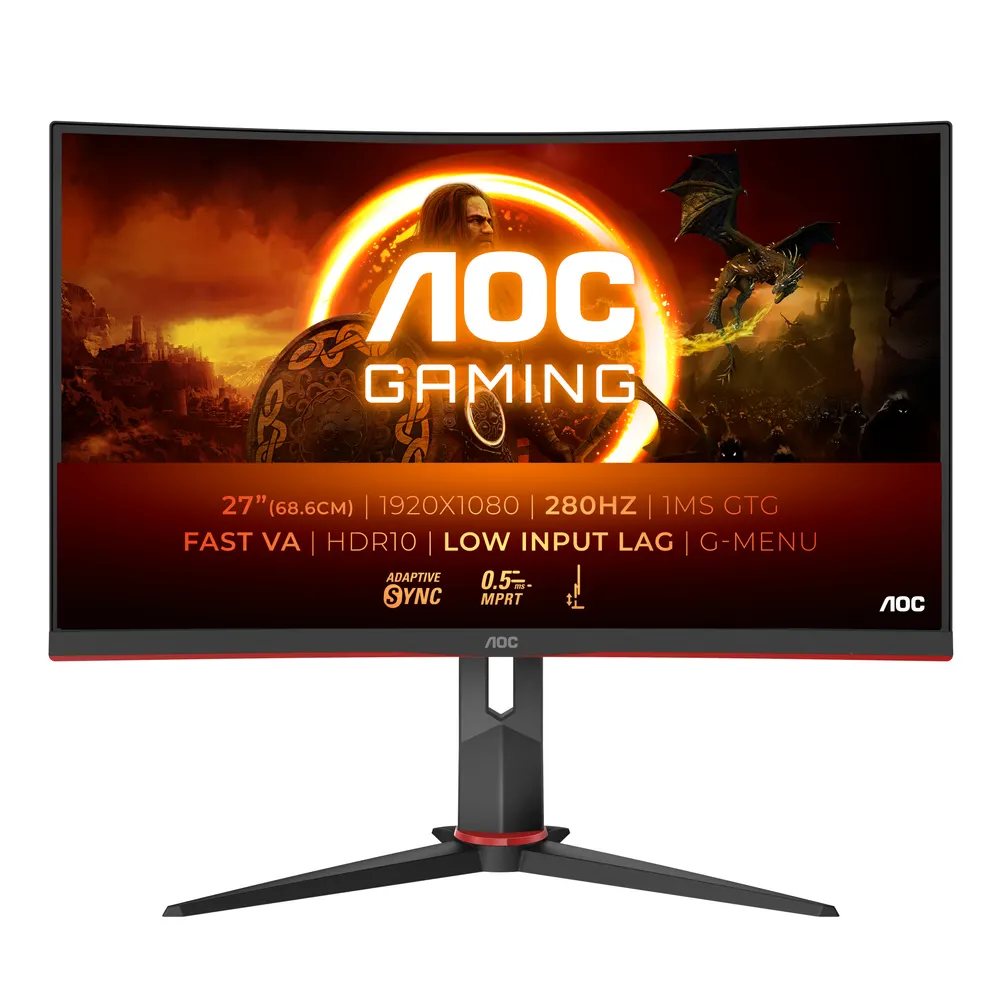 Monitor AOC C27G2Z3/BK 27"/VA,zakrivljen/1920x1080/280Hz/1ms GtG/HDMIx2,DP/Adaptive sync/Visina/crna