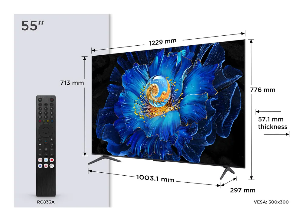 Televizor TCL 55C6KS/QLED-Mini LED/55"/4K UHD/60Hz/Google TV/crna