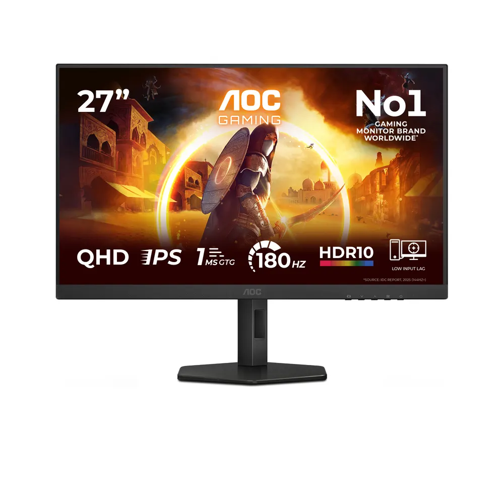 Monitor AOC Q27G4XF 27"/IPS/2560x1440/180Hz/1ms GtG/HDMI,DP/Gsync,adaptive sync/Pivot,visina/crna