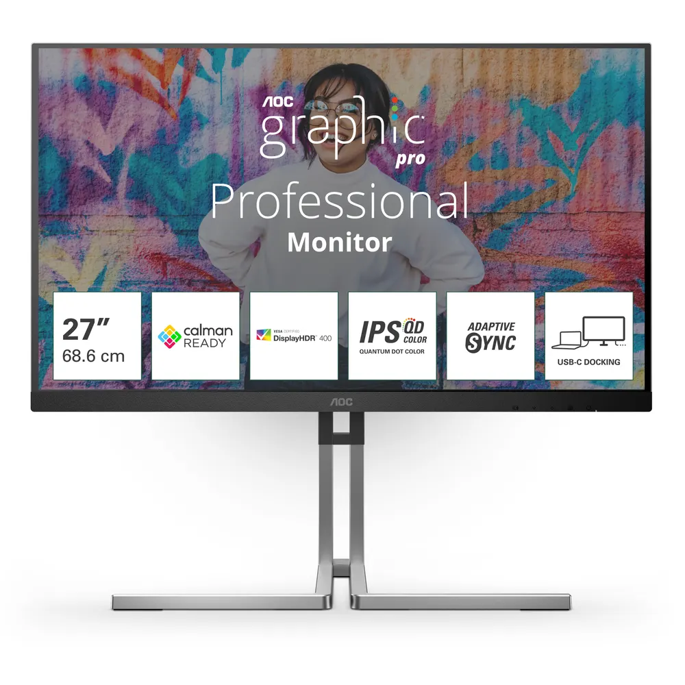 Monitor AOC Q27U3CV 27"/IPS/2560x1440/75Hz/4ms GtG/HDMI,DP,USB, USB type C/pivot,visina/zvučnici