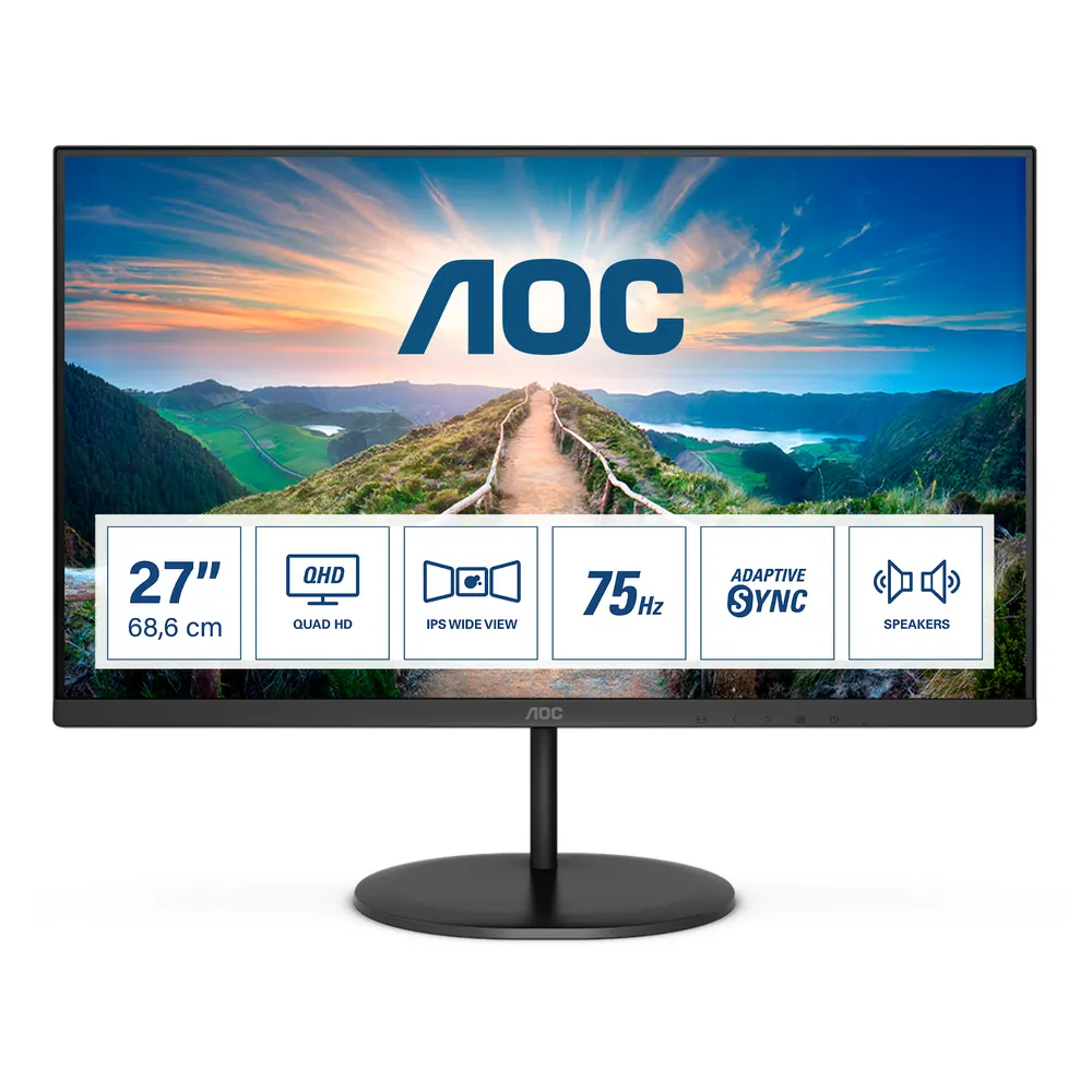 Monitor AOC Q27V4EA 27"/IPS/2560x1440/75Hz/4ms GtG/HDMI,DP/adaptive sync/zvučnici/VESA/crna