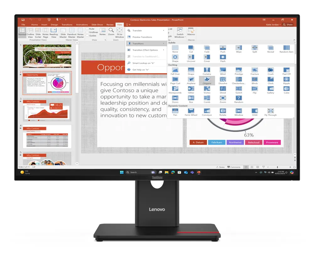 Monitor LENOVO ThinkVision T27-40 27"/1920x1080/IPS/120Hz/4ms/4xUSB,1xUSB C/Swivel,Pivot,Height/crna
