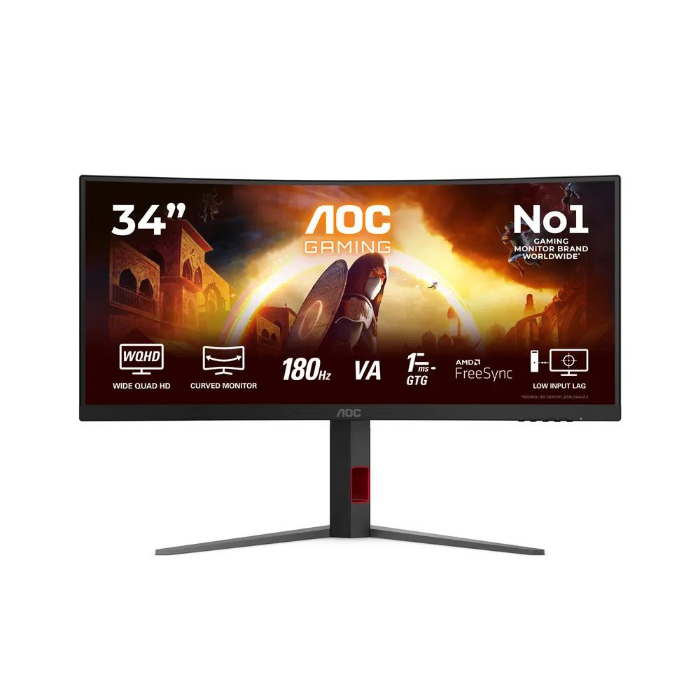 Monitor AOC CU34G4 34"/VA, zakrivljen/3440X1440/180/0,5 ms MPRT/HDMIX2,DP/Adaptive Sync/VESA/crna