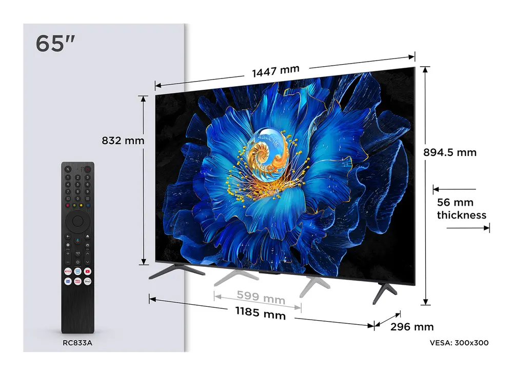 Televizor TCL 65C6KS/QLED-Mini LED/65"/4K UHD/60Hz/Google TV/crna