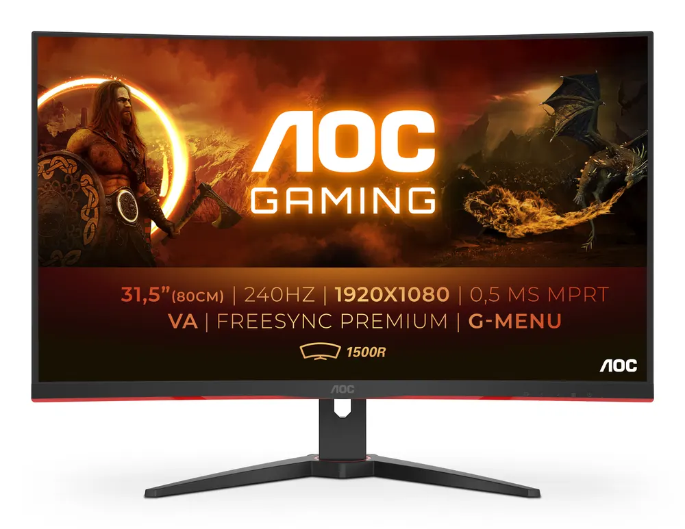 Monitor AOC C32G2ZE/BK 31.5"/VA,zakrivljen/1920x1080/240Hz/0.5ms MPRT/HDMIx2,DP/freesync/VESA/crna