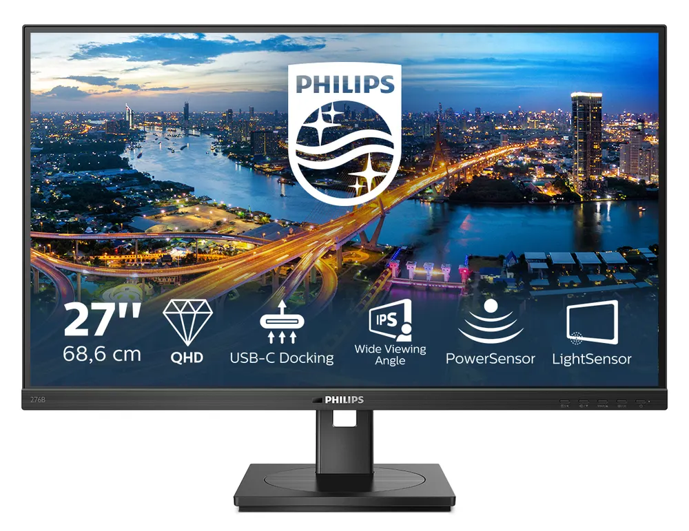 Monitor PHILIPS 276B1/00 27"/IPS/2560x1440/75Hz/4ms GtG/HDMI,DP,USB C,LAN/Pivot,visina/VESA/crna
