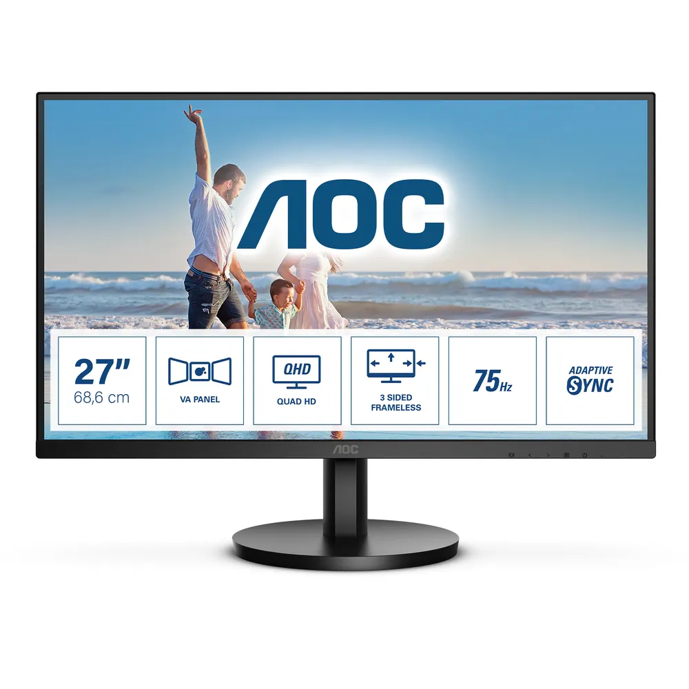 Monitor AOC Q27B3MA 27"/VA/2560x1440/75Hz/4ms GtG/HDMIx2,DP/freesync/zvučnici/crna
