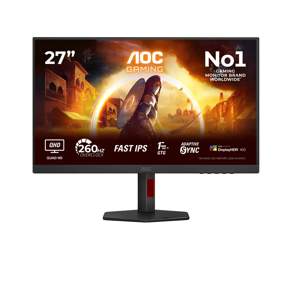 Monitor AOC Q27G4ZR 27"/IPS/2560X1440/260Hz/1ms GtG/HDMIx2,DP/G-sync/VESA/Pivot,Visina/zvučnici/crna