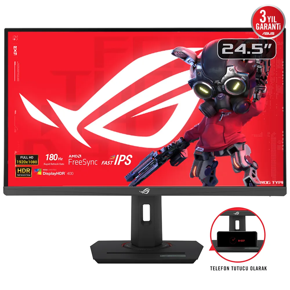 Monitor ASUS ROG XG259CS 24.5"/IPS/1920x1080/180Hz/1ms GtG/HDMI,DP,USB type C/Freesync/Pivot/crna