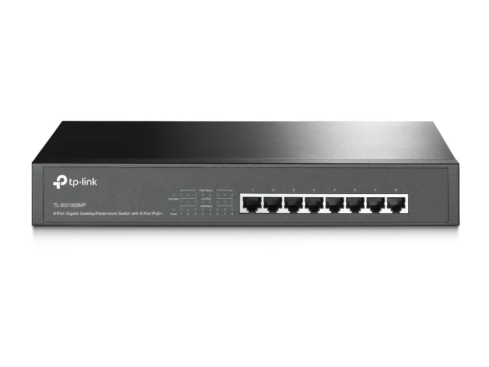 Switch TP-LINK TL-SG1008MP Gigabit/8x RJ45/10/100/1000Mbps/8x PoE+/Rackmount metalno  kucište
