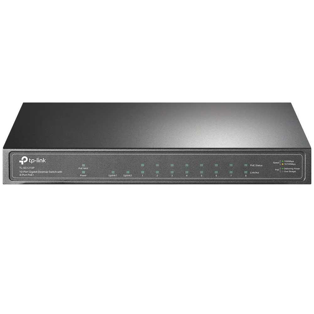 Switch TP-LINK TL-SG1210P Gigabit/10x RJ45/10/100/1000Mbps/1xSFP/8xPoE+/Desktop metalno kućište