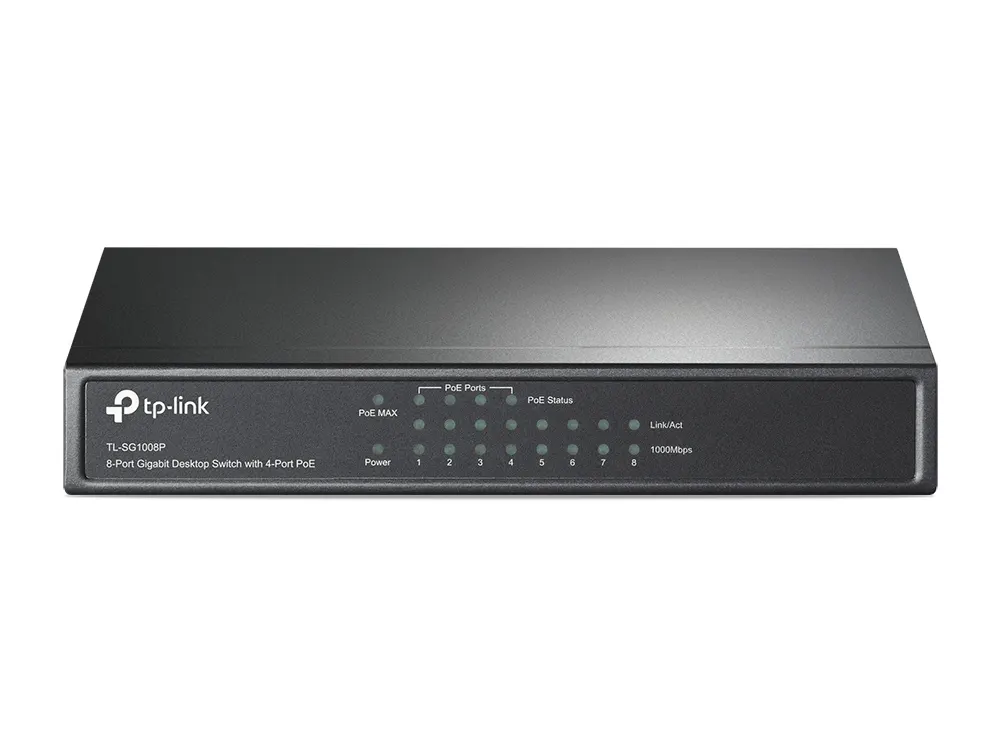 Switch TP-LINK TL-SG1008P Gigabit/8x RJ45/10/100/1000Mbps/4x PoE/Desktop metalno kućište