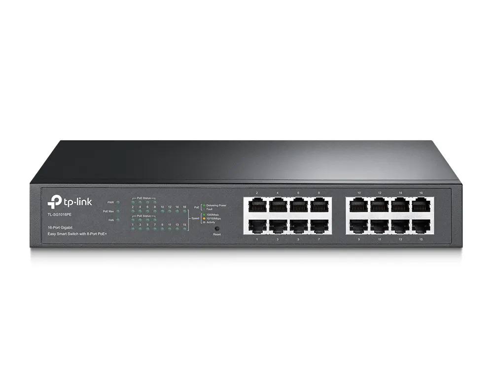 Switch TP-LINK TL-SG1016PE Gigabit/16xRJ45/10/100/1000Mbs/eSmart/8x PoE+/Rackmount metalno kućište