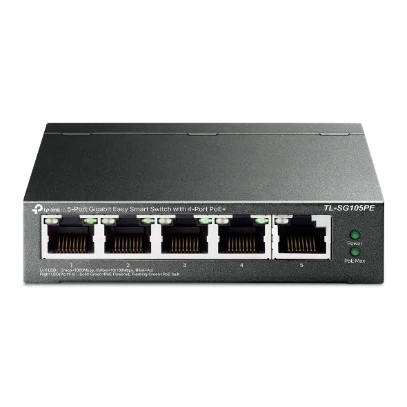 TP-LINK switch Gigabit 5x RJ45 10/100/1000Mbps, Easy Smart, 4-Port PoE+