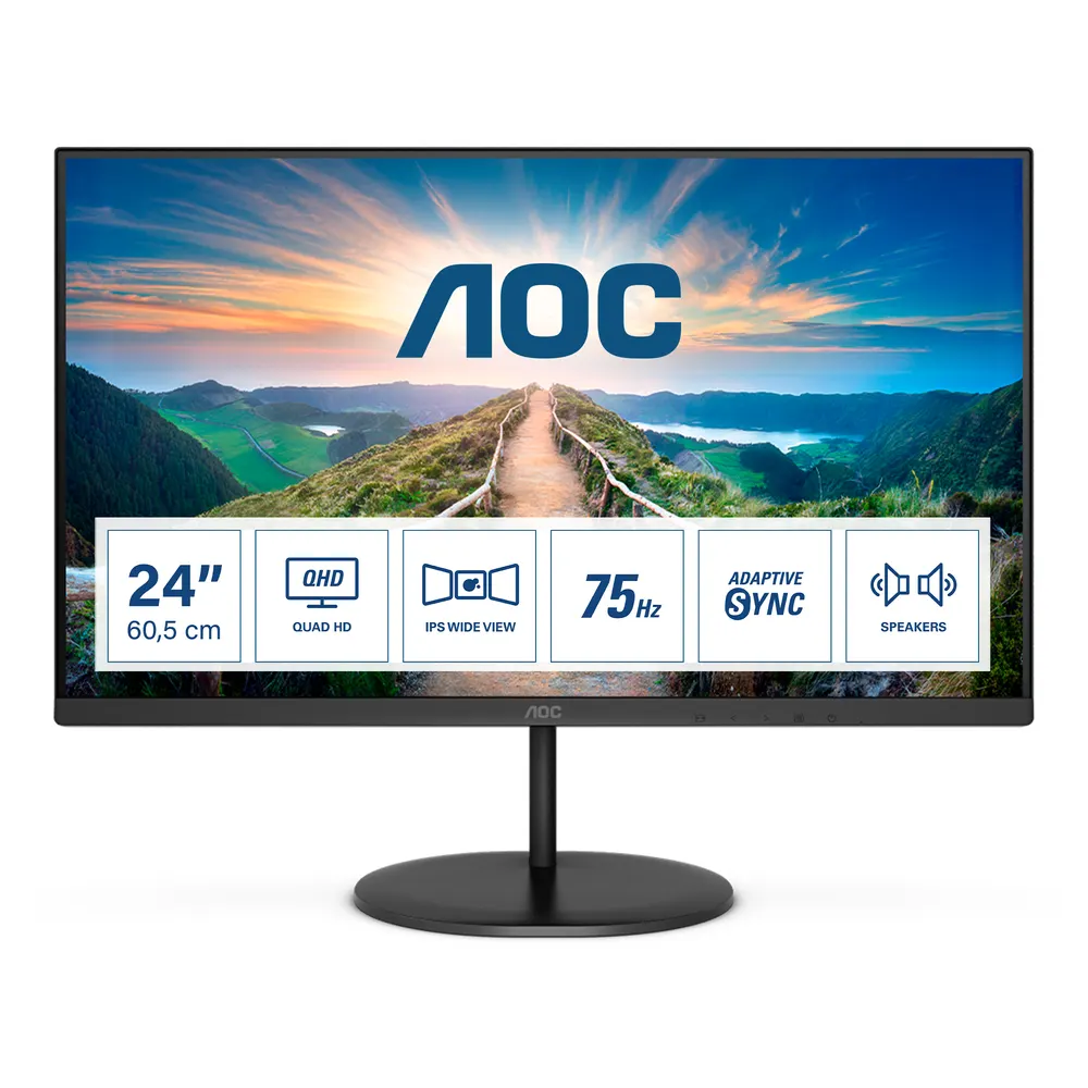Monitor AOC Q24V4EA 23.8"/IPS/2560X1440/75Hz/4 ms GtG/HDMI,DP/Adaptive Sync/VESA/zvučnici/crna