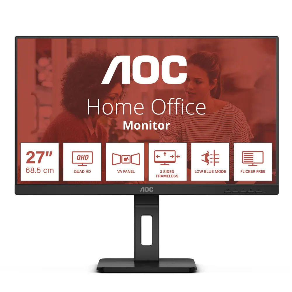 Monitor AOC Q27E3UMF 27"/VA/2560x1440/75Hz/4ms GtG/HDMI,DP,USB/Pivot,visina/zvučnici/crna