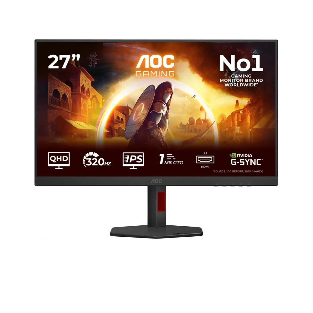 Monitor AOC Q27G4SRU 27"/IPS/2560X1440/320Hz/1ms GtG/HDMIx2,DP/G-sync/VESA/Pivot,Visina/crna