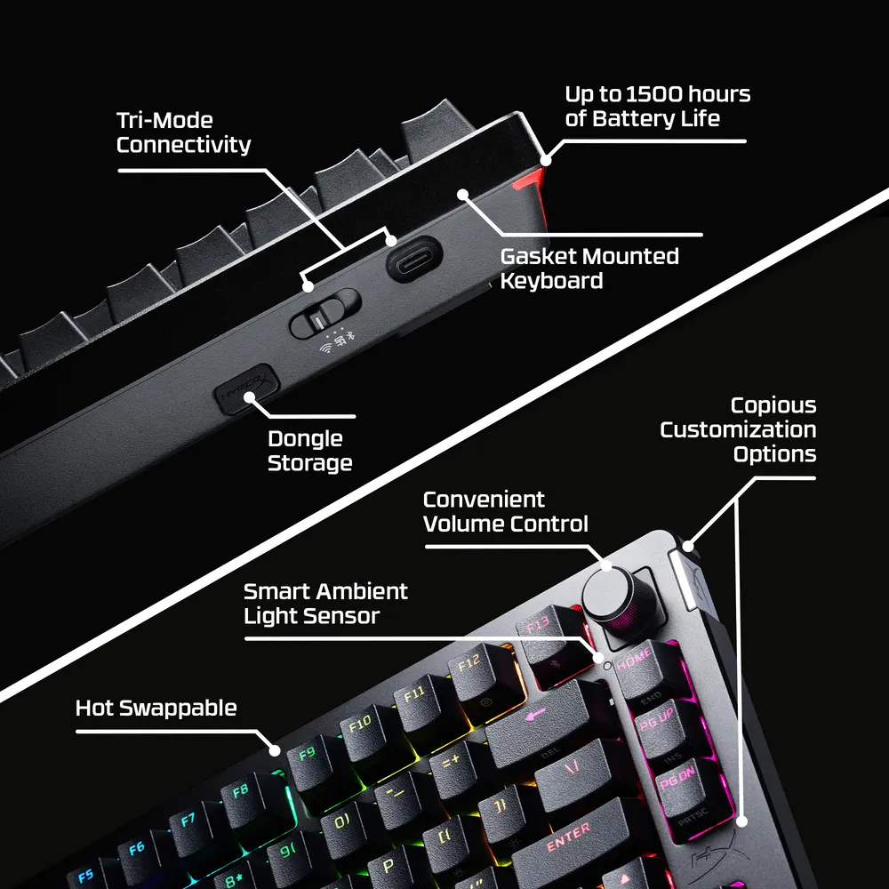 Tastatura HyperX Alloy Rise 75/Wireless/Gaming/crna