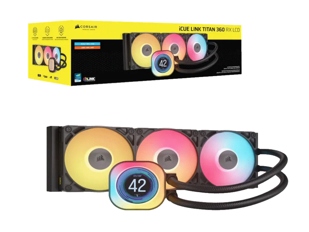 Kuler CORSAIR iCUE LINK TITAN 360 RX LCD/AIO/360mm/vodeno hladenje/crna