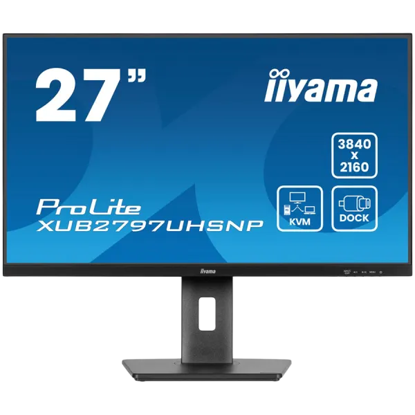 27" IPS-panel, 3840x2160 UHD, USB-C Dock (96W PD, LAN, DP-OUT, USB 3x3.2+1xC(15W)), 4ms, 15cm height adj. stand, 350cd/m2, HDMI, DisplayPort, Speakers