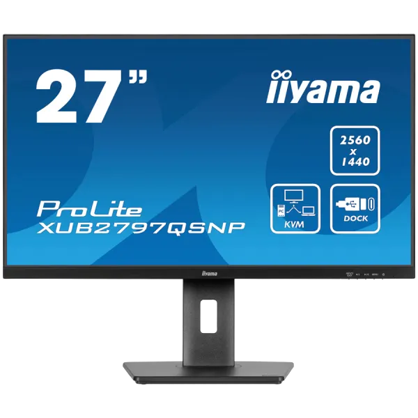 IIYAMA Prolite XUB2797QSNP-B1 Business Monitor - 68.5 cm (27''), WQHD (2560x1440), IPS LED, 100Hz, 300 cd/m², matte / black