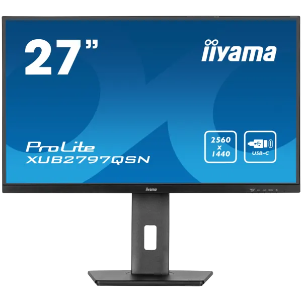 IIYAMA Monitor LED XUB2797QSN-B2 27" IPS 2560 x 1440 @100Hz 300 cd/m² 1300:1 1ms HDMI DP USB-C 65W RJ45 Daisy Chain USB Hub 3.2 height, swivel, tilt, pivot (rotation both sides), 3-side borderless design, matte finish