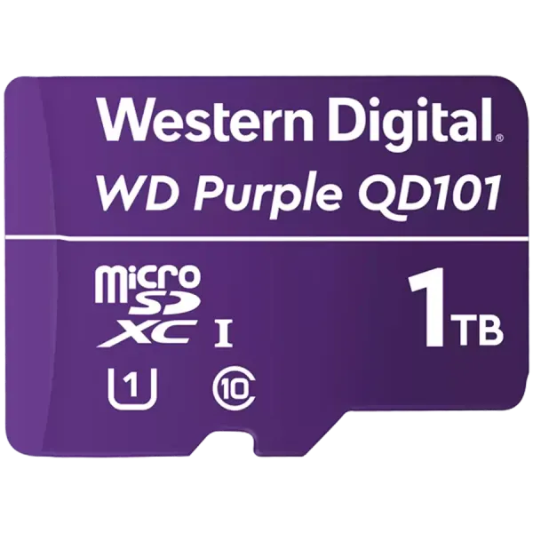 MicroSDXC Card WD Purple SC QD101 Ultra Endurance 1TB, SDA 6.0, Speed Class 10, TBW 512