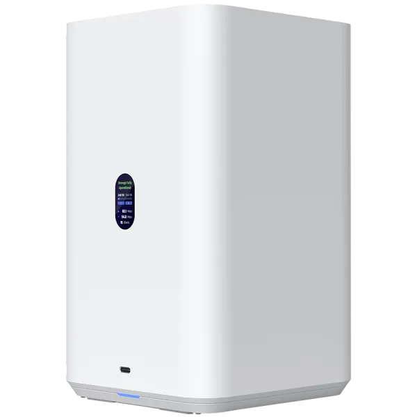 Ubiquiti UniFi  UNAS-2-W-EU Network Attached Storage with (2) 3.5inch HDD bays, 2.5 GbE networking, USB-C connectivity, and an included PoE++ adapter, all in a compact footprint