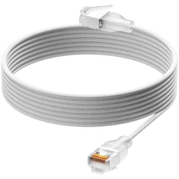 Ubiquiti UniFi Premium Patch Cable UACC-Cable-Patch-EL-C6A-2M-W Ultra-thin braided patch cable, designed and optimized for 10 GbE networking, Translucent booted RJ45 for optimal Etherlighting